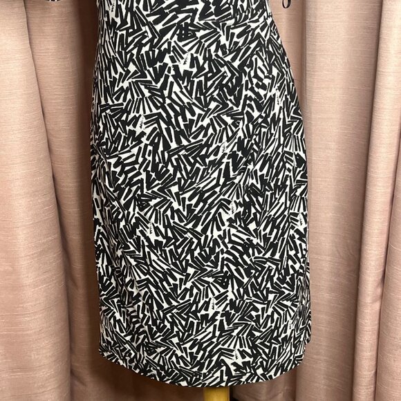 Lauren Ralph Lauren Size 8 Black White Abstract Print Body Con Dress Career Boho - Picture 4 of 16